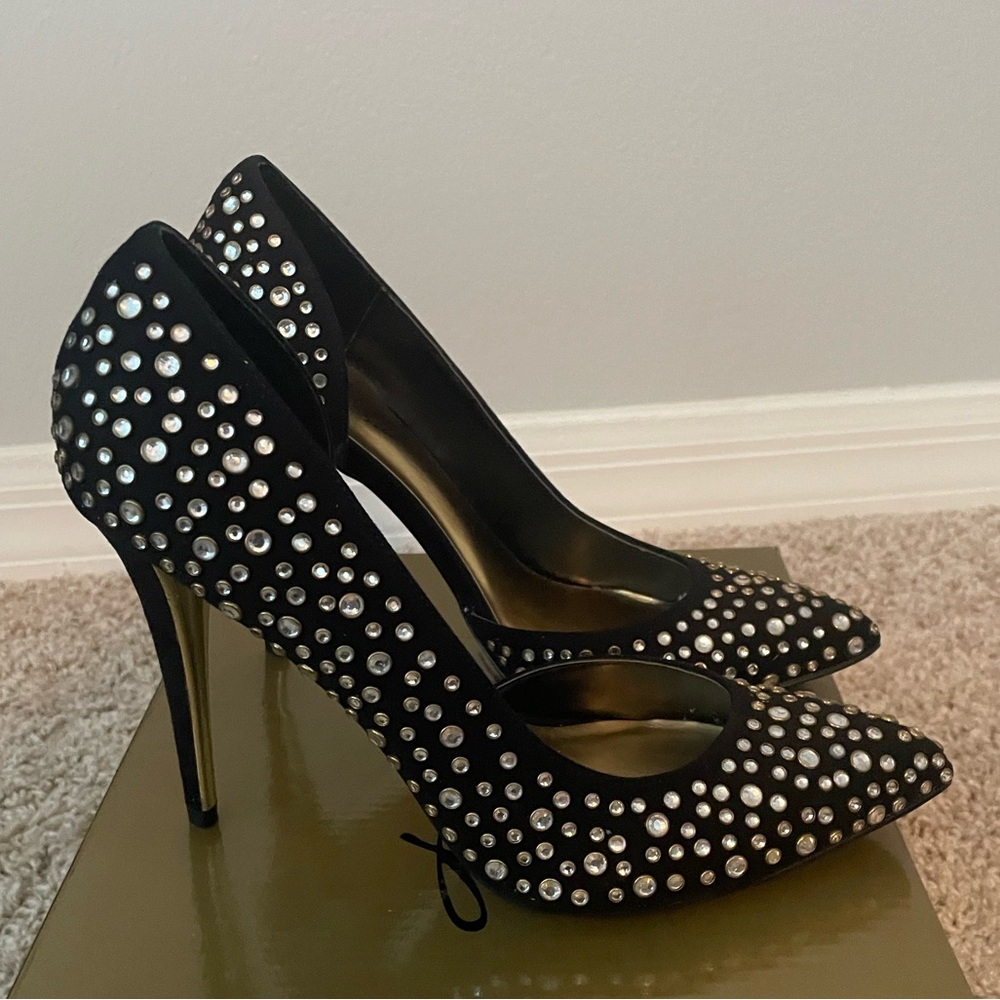 NIB Thalia black and jeweled stiletto size 7 heel height 4 inch